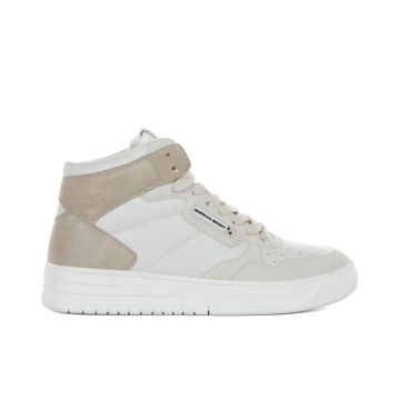 Sneakers bianche alte con lacci e logo