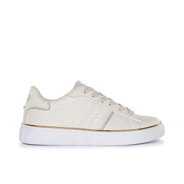 Sneakers panna traforate con dettaglio cuori laterali