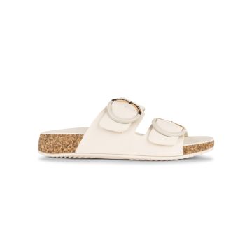 Sandali a fascia bianchi da donna con maxi fibbie