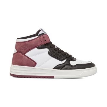 Sneakers alte da donna bianche e rosa con lacci