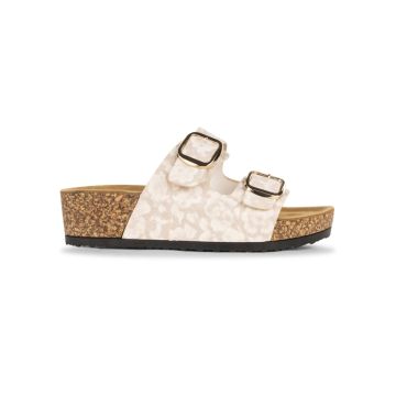 Sandali a fascia da donna beige con fantasia jacqu