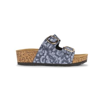 Sandali a fascia da donna blu con fantasia jacquar