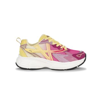 Sneakers multicolore fucsia e gialle da donna con