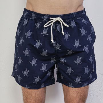 Costume mare blu da uomo con stampa tartarughe