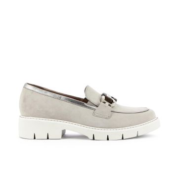 Mocassini casual beige in pelle scamosciata con ca