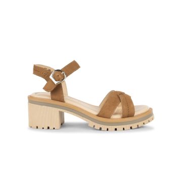 Sandali in pelle marroni da donna tacco 6 cm e suo
