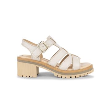 Sandali in pelle bianchi da donna con tacco 6 cm e