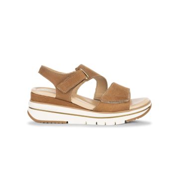 Sandali sportivi da donna marroni in pelle con suo