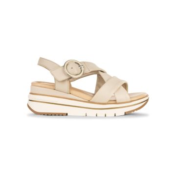 Sandali sportivi da donna beige in pelle con suola