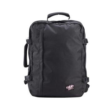 Zaino nero da viaggio 44L con zip e cinghie di compressione