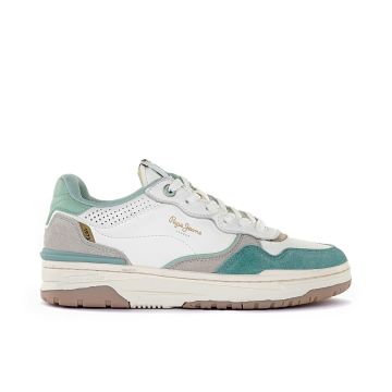 Sneakers bianche e azzurre da donna con logo laterale