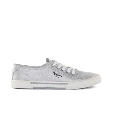 Sneakers argento da donna in tessuto