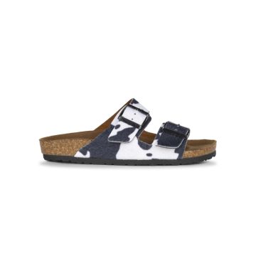 Sandali a fascia da donna animalier con fibbie e f