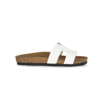 Sandali a fascia da donna bianchi con design H e f