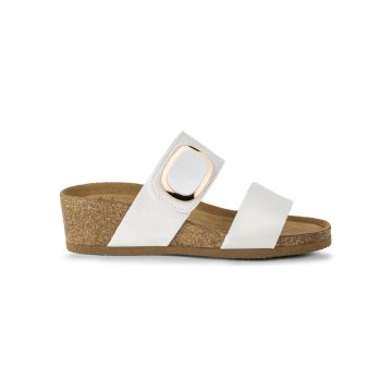 Sandali a fascia bianchi da donna con zeppa effett