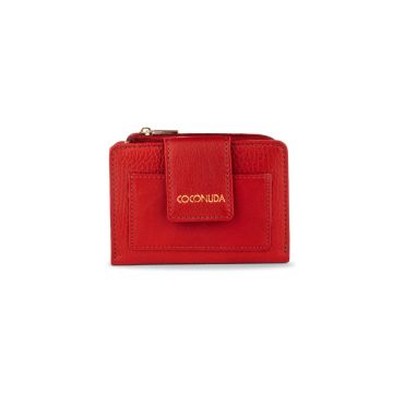 Portafoglio rosso da donna con tasca con zip
