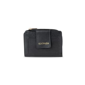 Portafoglio nero da donna con tasca con zip