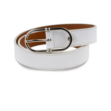 Cintura bianca da donna con fibbia ovale metallica argento Coconuda