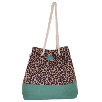 Borsa mare animalier da donna verde acqua con manici a corda Camomilla
