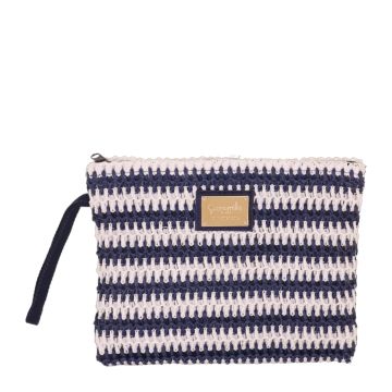 Pochette bicolore bianco e blu da donna a righe ef