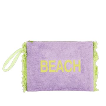 Pochette lilla da donna in spugna con scritta BEAC