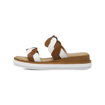 Sandali casual da donna bicolore bianco e marrone