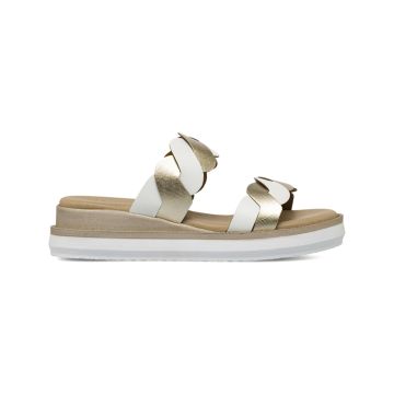 Sandali casual con zeppa da donna bicolore bianco