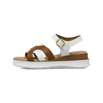 Sandali casual con zeppa 5 cm bianchi e marroni da donna Marinaseval