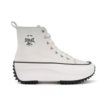 Sneakers alte bianche da donna con suola platform e logo laterale