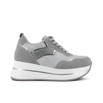 Sneakers grigie con zeppa e soletta inerna in memory foam