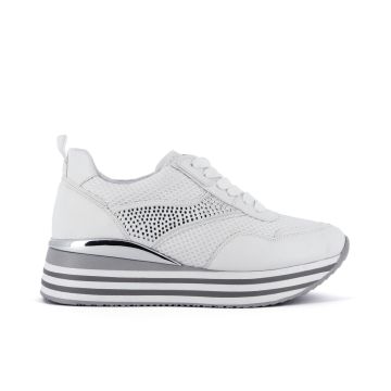 Sneakers bianche con dettaglio in strass e suola c