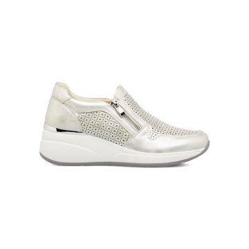 Sneakers Estradà bianche traforate da donna con zeppa