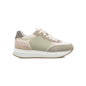 Sneakers beige e verdi Estradà da donna con suola platform