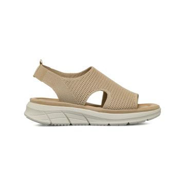 Sandali comfort beige da donna in tessuto effetto