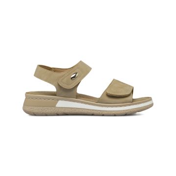 Sandali comfort beige da donna con fasce a strappo