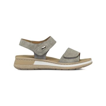 Sandali comfort grigi da donna effetto scamosciato