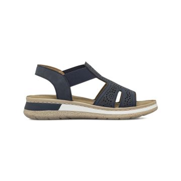 Sandali comfort blu navy da donna con lavorazione