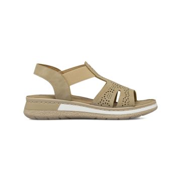 Sandali comfort beige da donna con motivi traforat