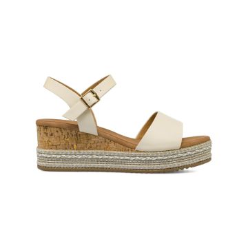 Sandali beige con zeppa 7 cm lavorata da donna Marinaseval