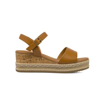 Sandali marroni con zeppa 7 cm lavorata da donna Marinaseval