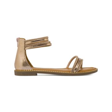 Sandali bassi oro Alesya da donna con strass e zip posteriore