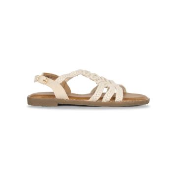 Sandali bassi eleganti da donna beige con cinturin