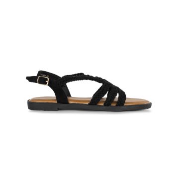 Sandali bassi eleganti neri da donna con cinturini intrecciate Alesya