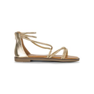Sandali eleganti oro da donna con strass e cinturini sottili Alesya