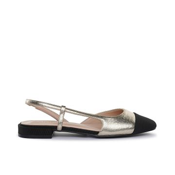 Ballerine slingback oro con punta a contrasto