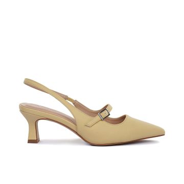 Decolletè gialle slingback a punta con cinturino e tacco basso