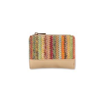 Portafoglio multicolore da donna con trama intrecc