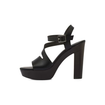 Sandali neri da donna con tacco alto a colonna 11 cm e plateau Obsel