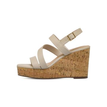Sandali con zeppa beige da donna con tacco 10 cm i
