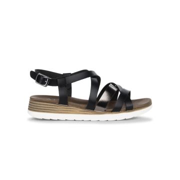 Sandali casual da donna neri con inserto metallizzato Alesya